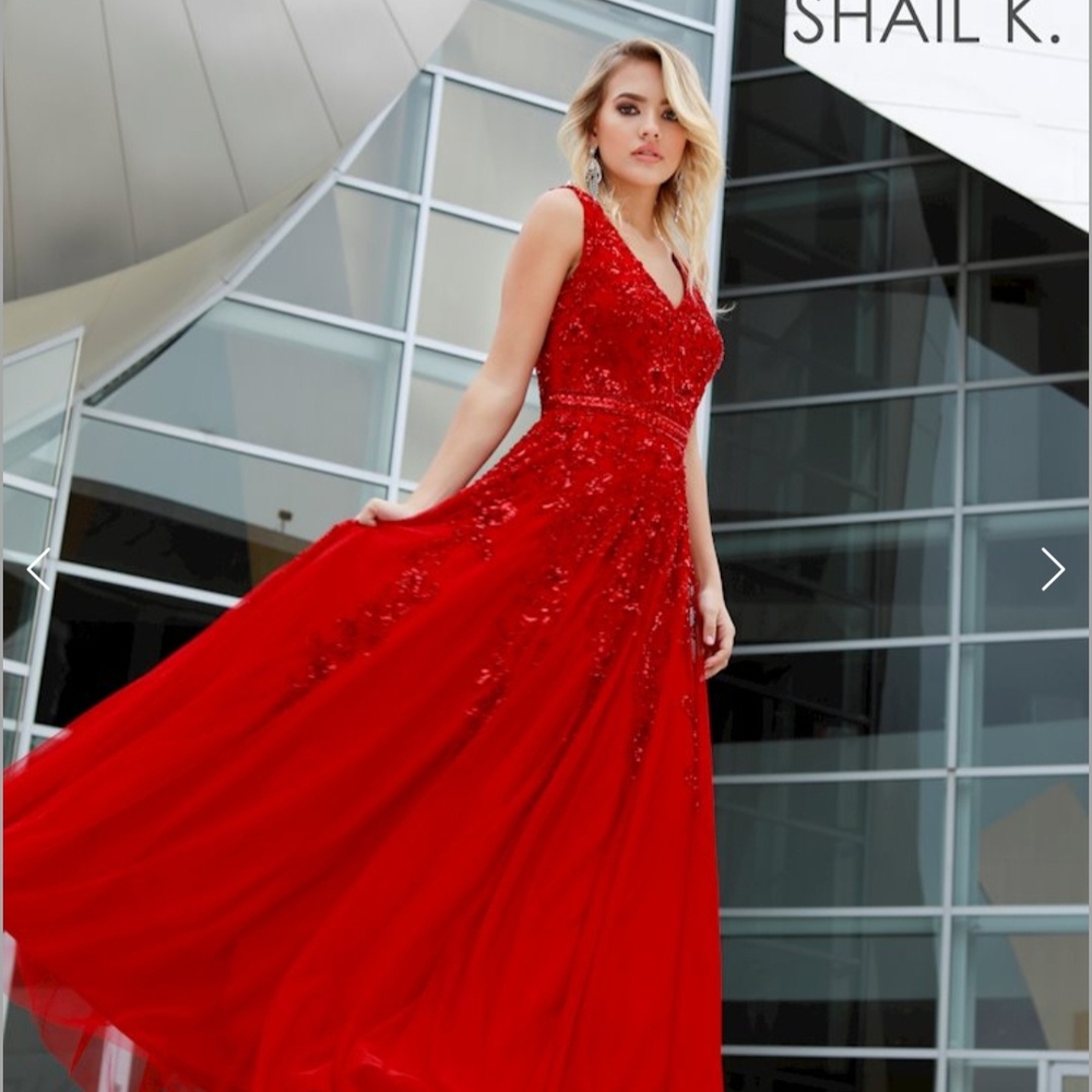 Shail K. Women's Beaded Red Gown Dress